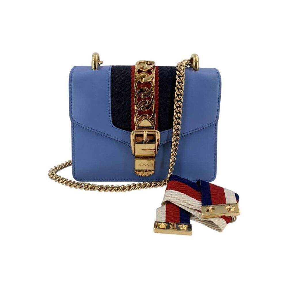 Gucci Leather Shoulder Bag Sylvie Flap Chain